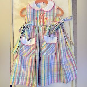 Bella Bliss plaid sleeveless dress with Peter Pan collar with embroidered M. 2